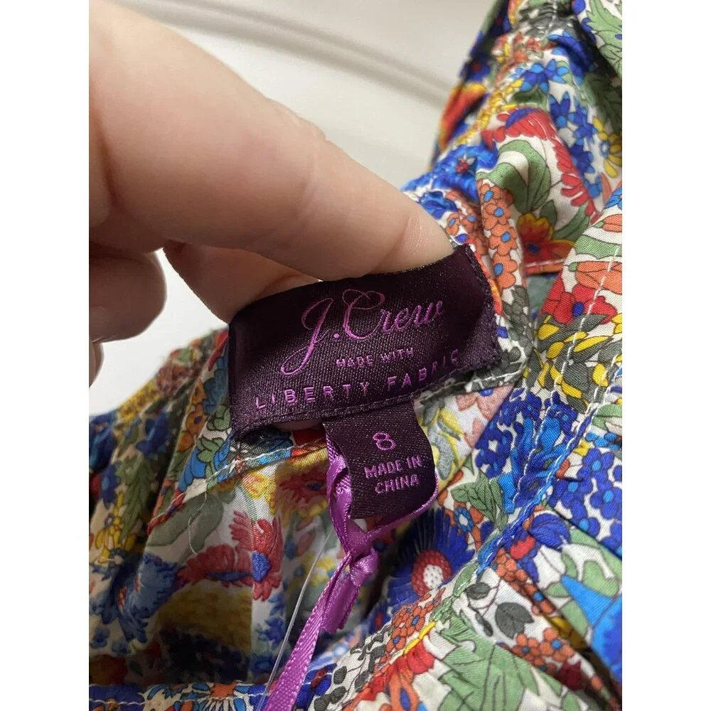 J.Crew Liberty Jumpsuit Womens 8 Multicolor One Shoulder Ruffle Floral Wide Leg